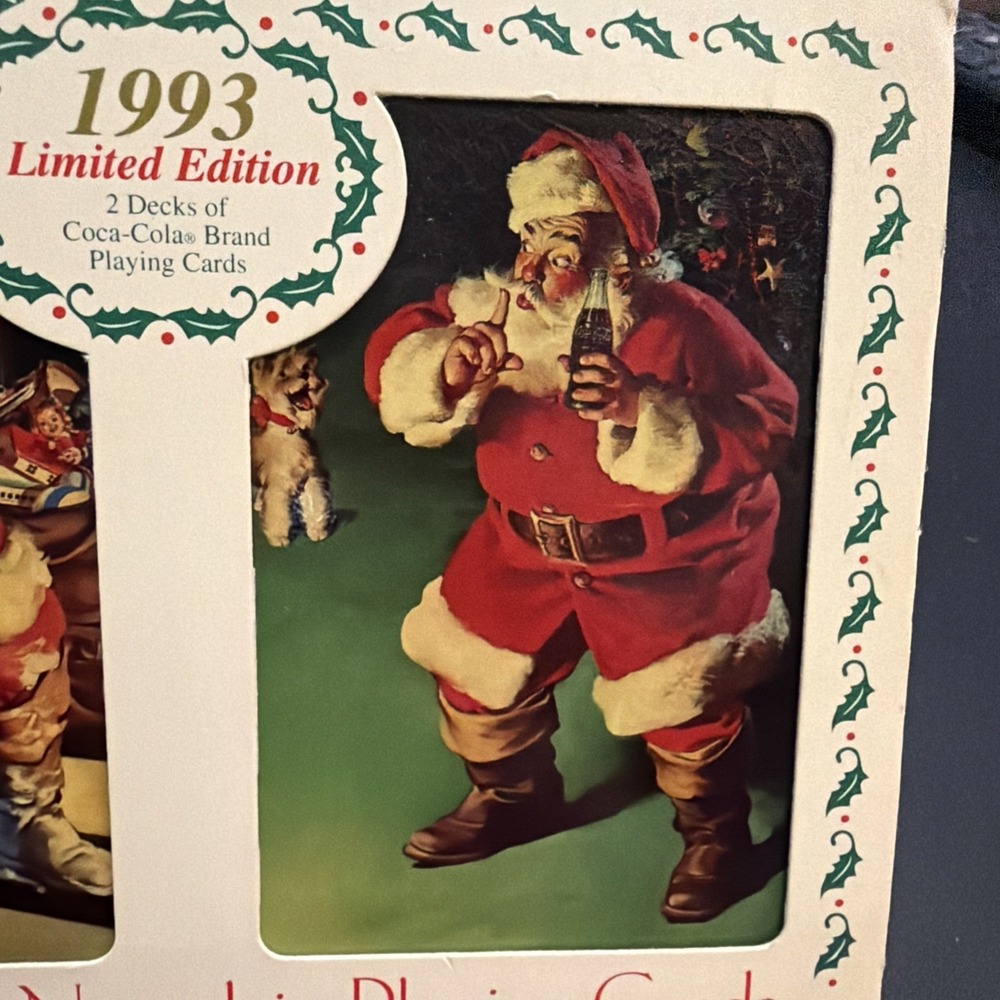 1993 Coca Cola Christmas Limited Edition Tin  2 Decks Playing Cards! - Picture 2 of 5